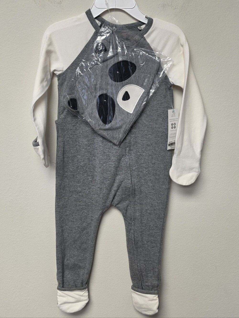 Robeez Racoon One Piece Organic Cotton Black Gray 12 Months